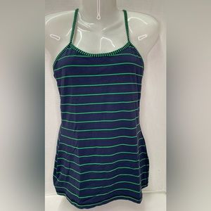 Lululemon Power Y Tank Luon Light Slalom Stripe Inkwell/Hyper Stripe Green